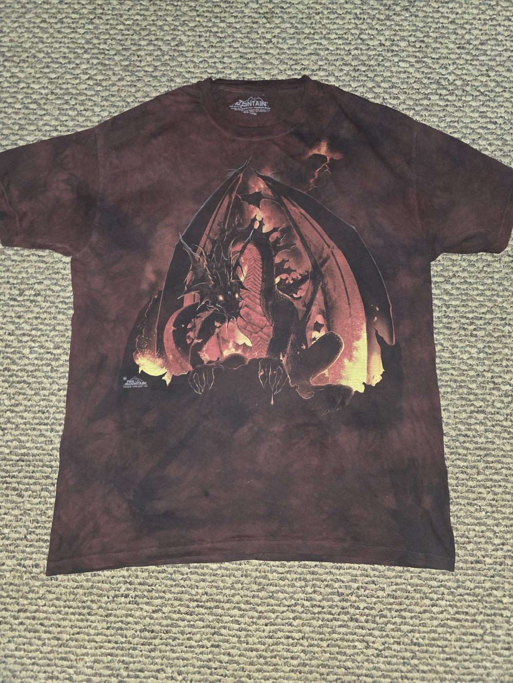 Dragon Graphic Tee - Brown Tie-Dye Shirt